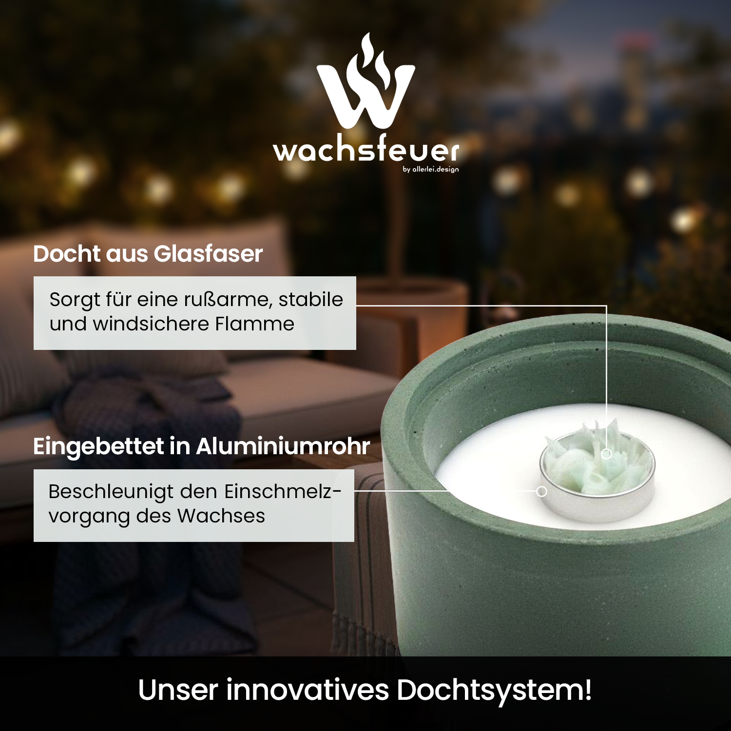 Wachsfeuer 15x15 cm - Handmade in Hessen – Bild 2