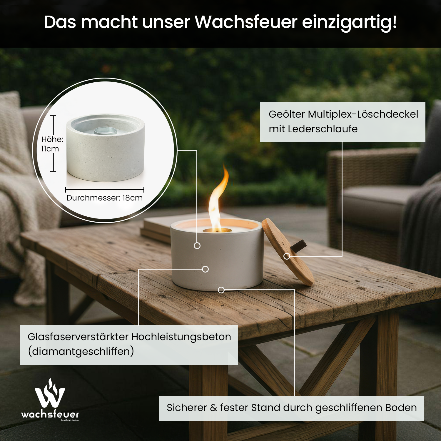 Wachsfeuer 18x11 cm - Weiss – Bild 3