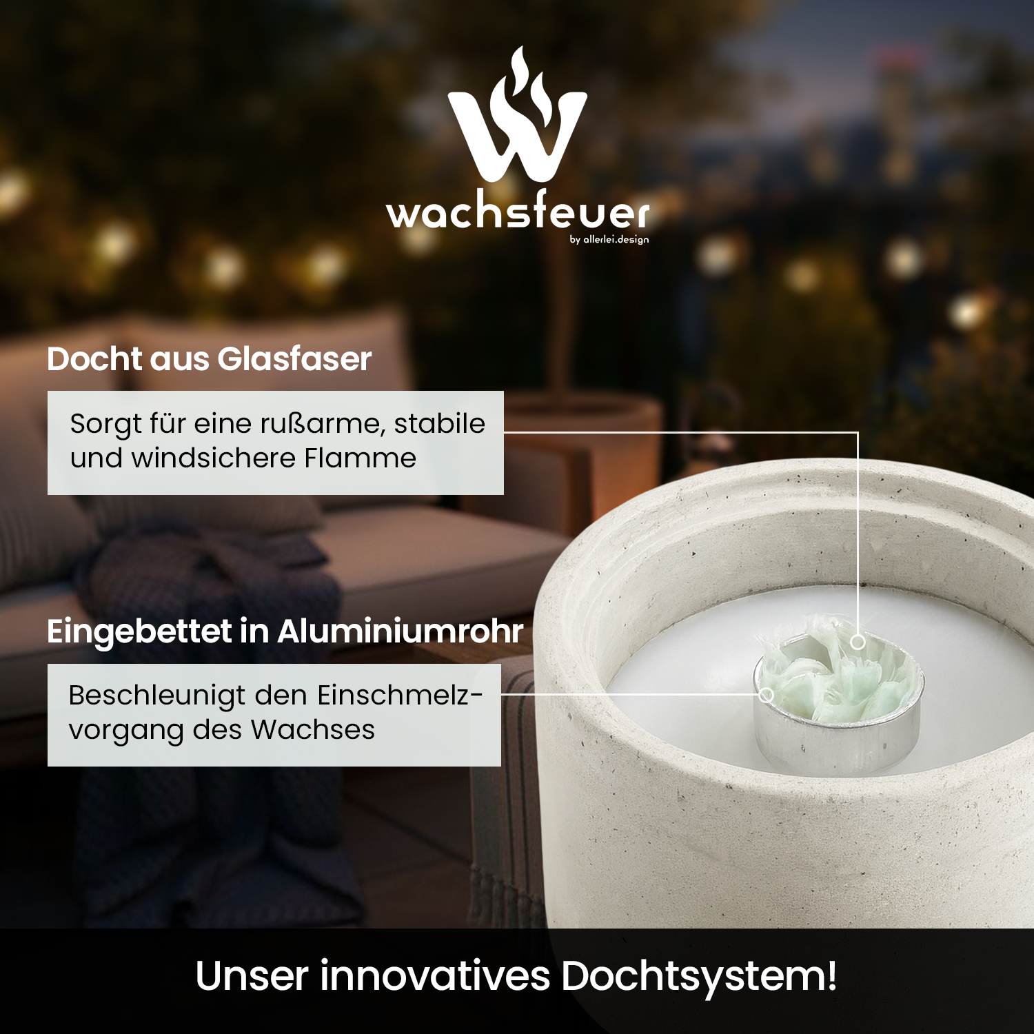 Wachsfeuer 18x11 cm - Weiss – Bild 4
